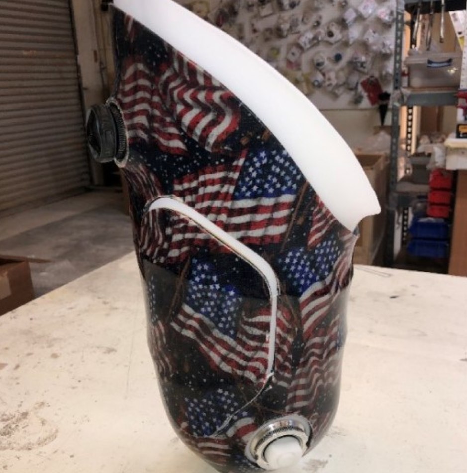 A prosthetic with US flag designs